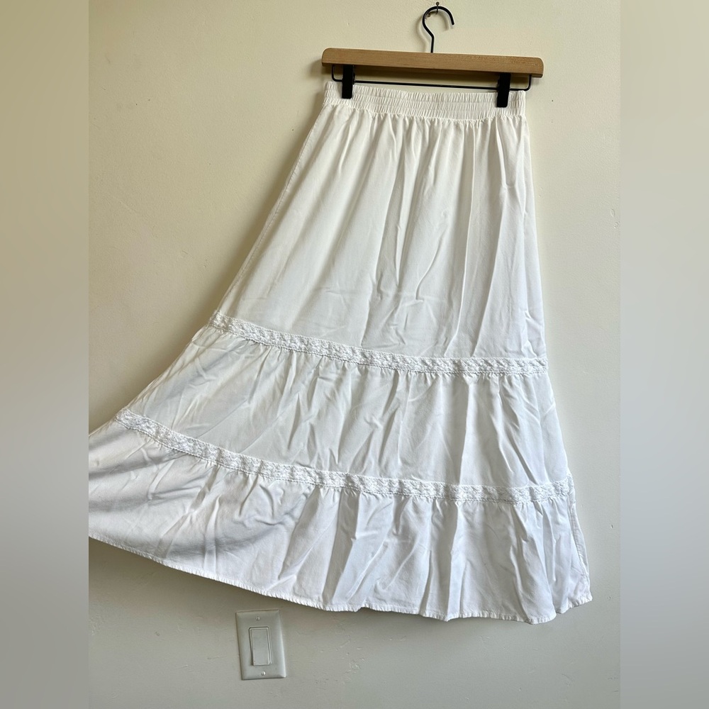 White Tiered Maxi Skirt - Women's Small